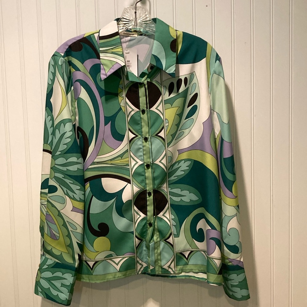 Sunday Up Y2K Geometric Print Blouse Size Small